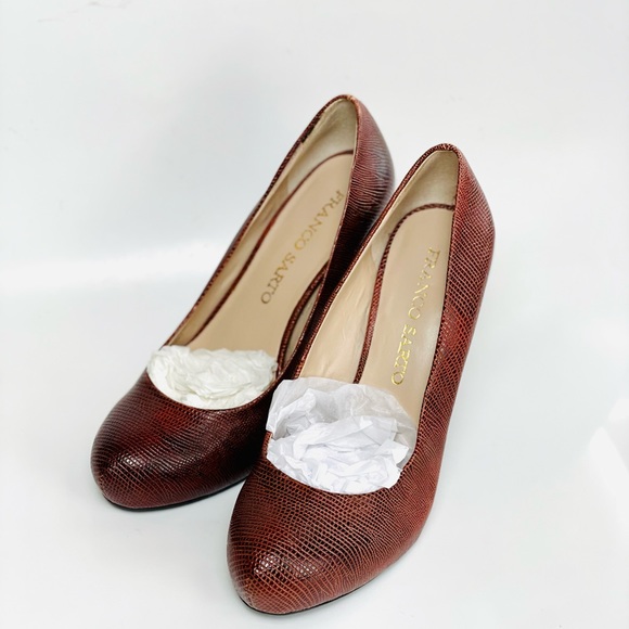 Franco Sarto Women's "Cicero" Snakeskin 4" Heeled Pumps Brown 6M US - Picture 10 of 13